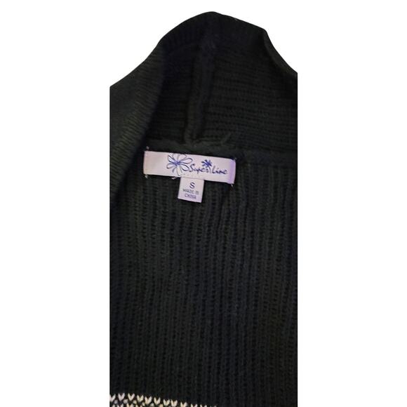 Super Line Geometric Knit Cardigan – Black – Open Front – Size S - Picture 5 of 5